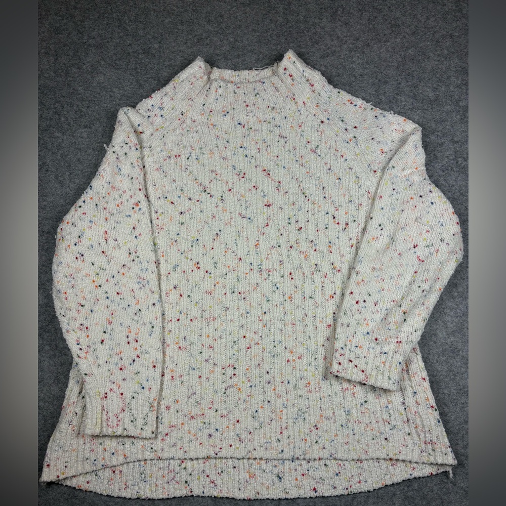 Terra & Sky Cream Confetti Knit Sweater Multicolor Speckled Mock Neck 0x (14w)